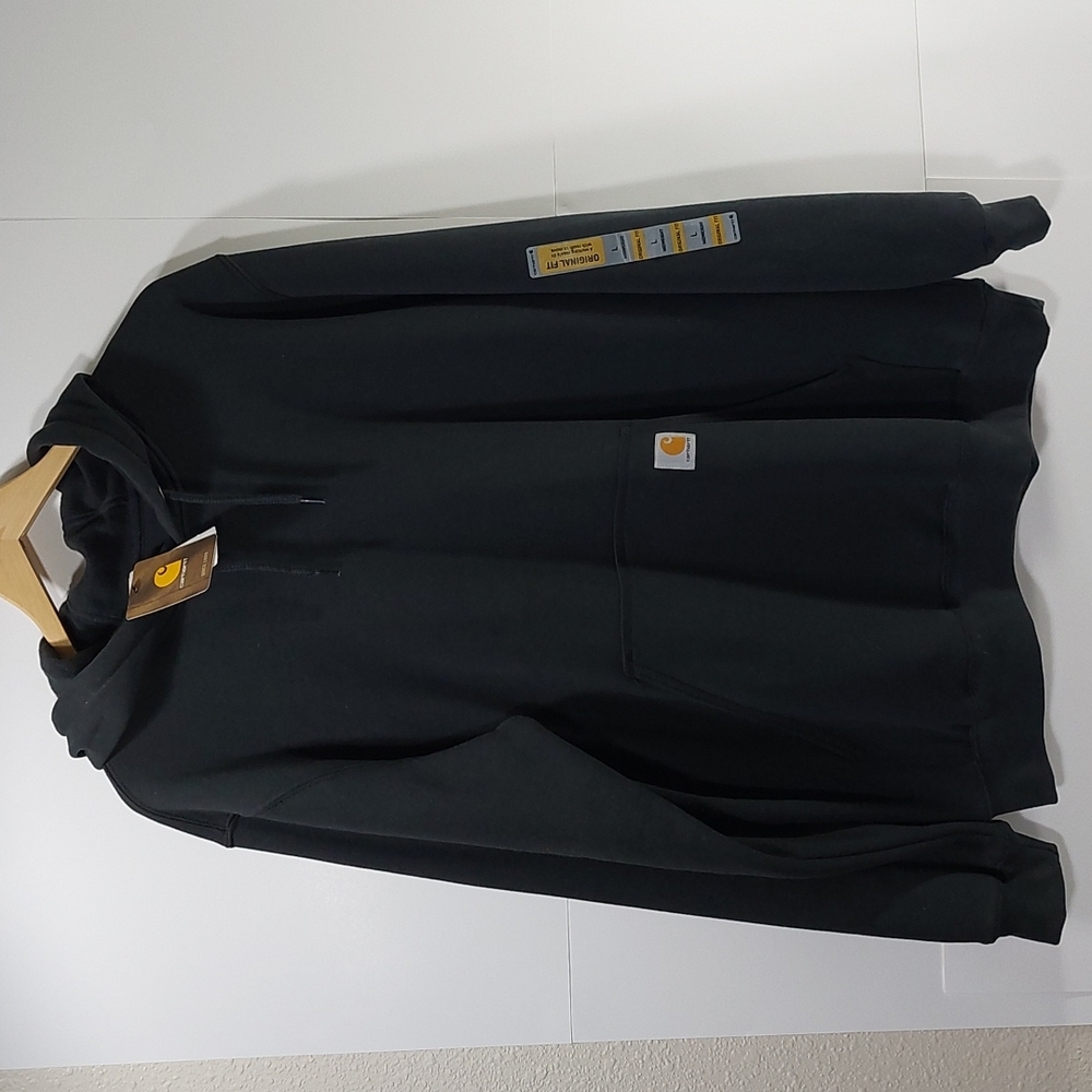 NWT Carhartt Men's Black Sweatshirt with Hood and Drawstring szL